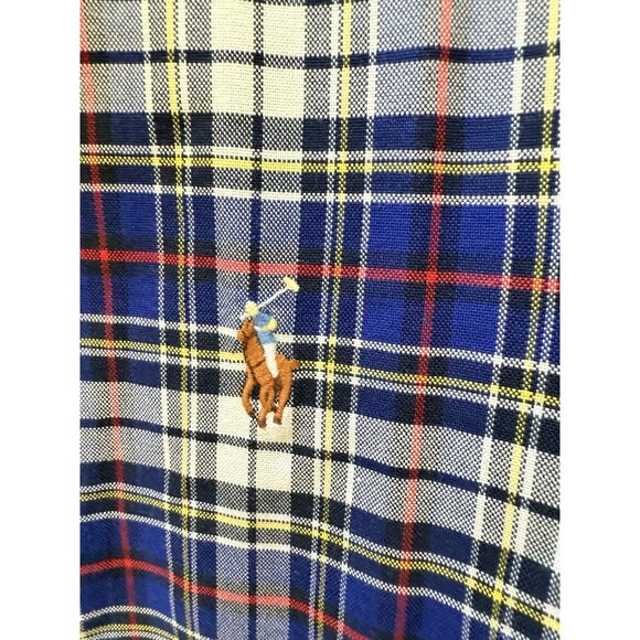 Ralph Lauren Men's Classic Fit Plaid Oxford Size Preppy Blue Red Navy Plaid - Picture 4 of 9